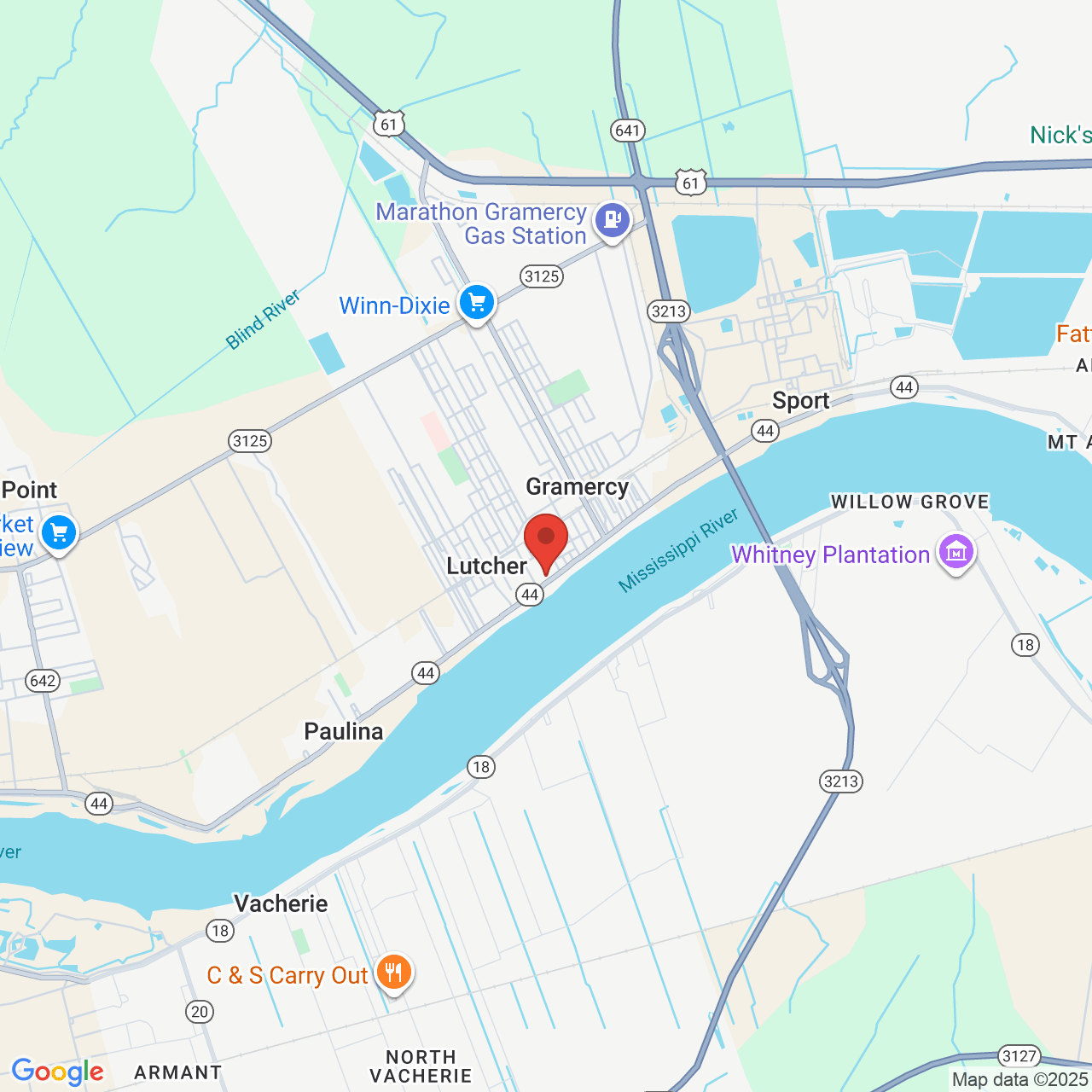 Google map image of our location in 1960 Jefferson Hwy Lutcher, LA